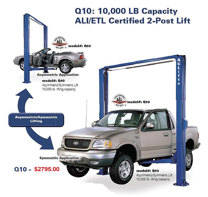 Q10 Two Post Truck & Car Lift American Custom Lifts