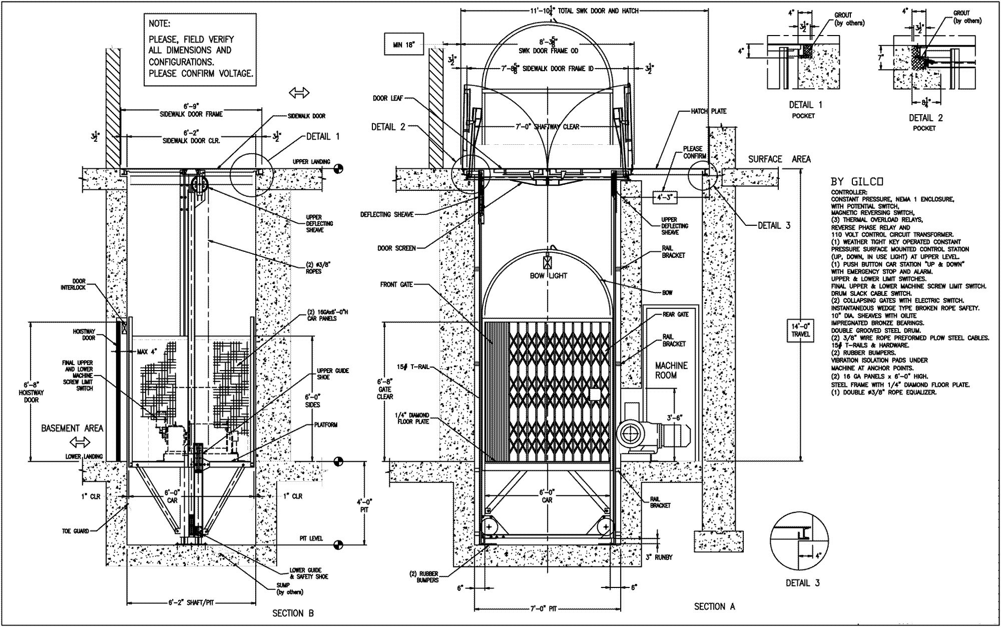 sidewalk elevator details